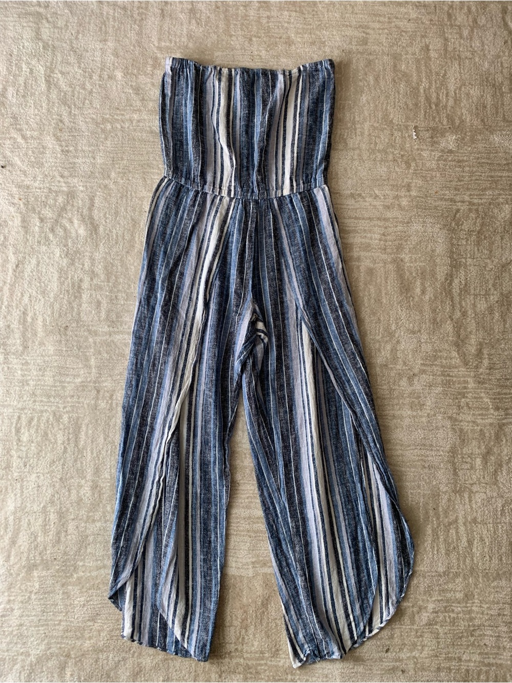 Anthropologie Drew Emerson Striped Linen Blend Jumpsuit